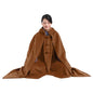 Meditation Buddhist Hooded Cloak Coat,Winter Thickened Plus Velvet Long Monk Monk Master Meditation Cloak Meditation - color: Khaki, size: Small