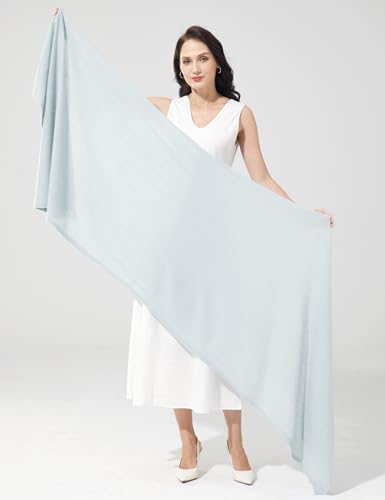 Soft Cashmere Blend Wrap Chic Scarf Stole for Women Wayfarer Travel Extra Large 87"x28" - color: Sky Grey
