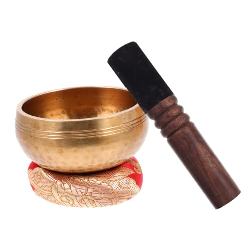 BESPORTBLE 1 Set Buddhism Supply Meditation Sound Bowl with Cushion Mallet Chanting Bowl for Yoga Relaxation Home Decor Prayers