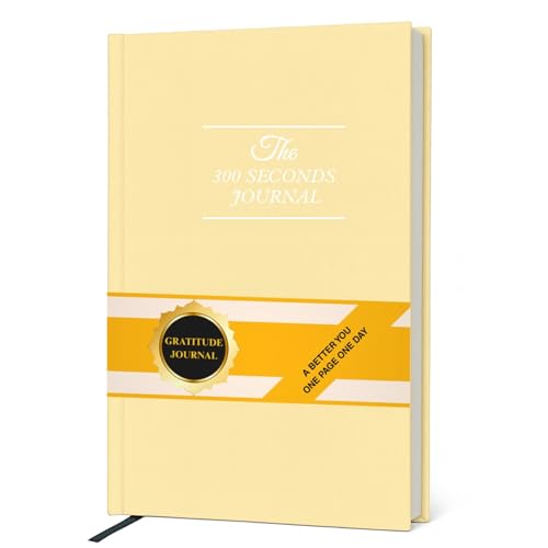 Gratitude Journal – 300 Seconds Daily Reflection with Prompts for Mindfulness, Self Care & Positive Thinking, 5 Minute Guided Journal Yellow Edition for Women & Men - color: Light Yellow