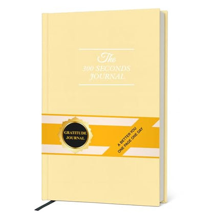 Gratitude Journal – 300 Seconds Daily Reflection with Prompts for Mindfulness, Self Care & Positive Thinking, 5 Minute Guided Journal Yellow Edition for Women & Men - color: Light Yellow