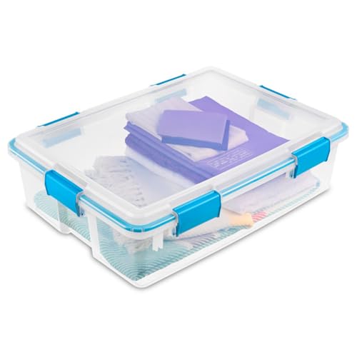 Sterilite 4-Pack Gasket Box, Home Storage Organizer Bins with Lids, 37 Quart – Stackable Clear Plastic Containers for Bedroom, Bathroom, Garage, Basement, or Attic - size: 37 Quart, style: 4 Pack