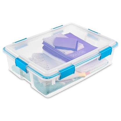 Sterilite 4-Pack Gasket Box, Home Storage Organizer Bins with Lids, 37 Quart – Stackable Clear Plastic Containers for Bedroom, Bathroom, Garage, Basement, or Attic - size: 37 Quart, style: 4 Pack