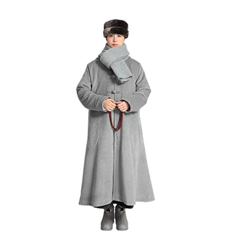 Unisex Men Women Windbreaker Meditation Cloak Overcoat - color: Gray, size: 155cm