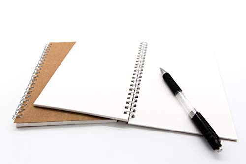 Soft Cover Spiral Notebook Journal 2-Pack, Blank Sketch Book Pad, Wirebound Memo Notepads Diary Notebook Planner with Unlined Paper, 100 Pages/ 50 Sheets, 7.5 inch x 5.1 inch (Brown) - size: Pack of 2