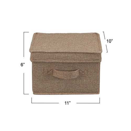Household Essentials Medium Fabric Storage Bins with Lids, Latte, Set of 2