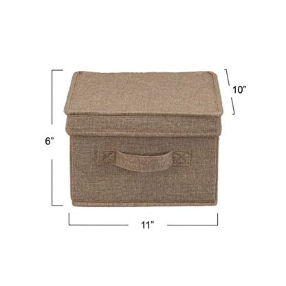 Household Essentials Medium Fabric Storage Bins with Lids, Latte, Set of 2