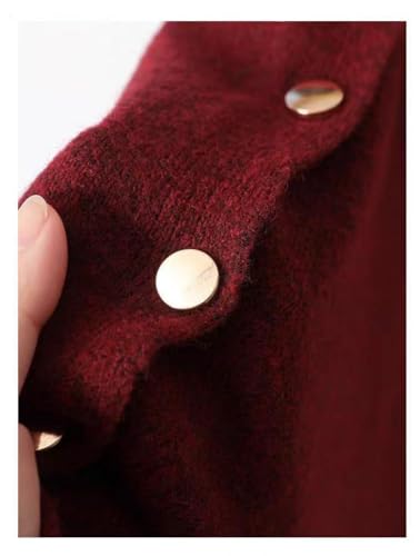 Women's Versatile Knitted Shawls Scarf Poncho Sweater Capes with Buttons Lightweight Spring Summer Fall Winter Wraps - color: Red