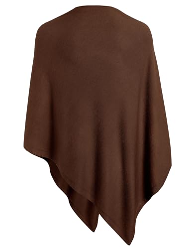 PULI Women's Versatile Knitted Shawls Scarf Poncho Sweater with Buttons Lightweight Spring Summer Fall Wraps - color: A-caramel