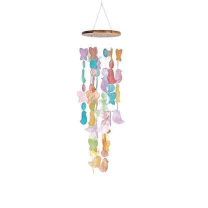 Capiz Shell Wind Chimes - Comfortable & Protective from Negative Energy - Soothing Sound & Aesthetic Appeal - Shell Wind Chimes Perfect for Garden & Porch, (Pastel)