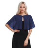 TONGFANTFL Women's Soft Chiffon Capelets Shawls and Wraps for Evening Wedding Cape Bole Cover Up - color: Navy