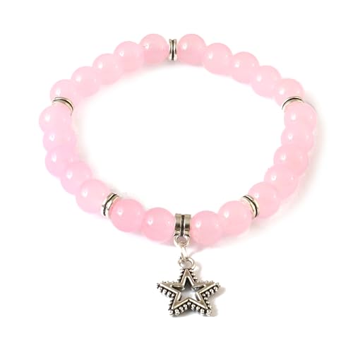 JewarHaat Handamde Jewelry Beaded Bracelet with Buddha Charm Stretchable Jewelry for Women Men Teens - color: Pink - Star
