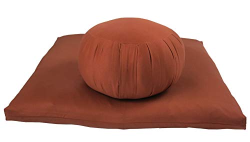 Kapok Zafu and Zabuton Meditation Cushion Set (2pc) - color: Clay