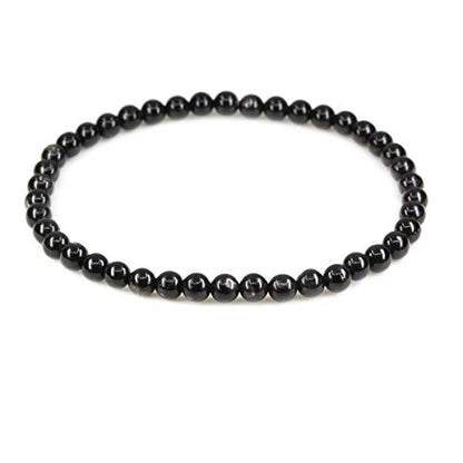 Keleny Gem Semi Precious Gemstones 4mm Round Beads Crystal Stretch Bracelet 7 Inch Unisex - color: Black Hypersthene