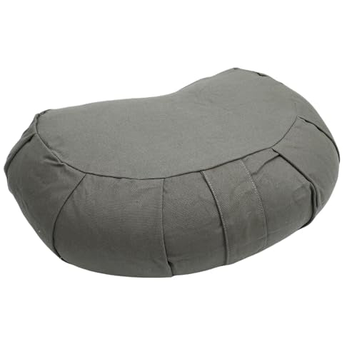 ZJchao Half Moon Meditation Cushion, Yoga Meditation Pillow with Buckwheat Hulls Cotton Cover for Floor Seating Office Home Meditation, Compact Lightweight Design (Gray) - color: Grey