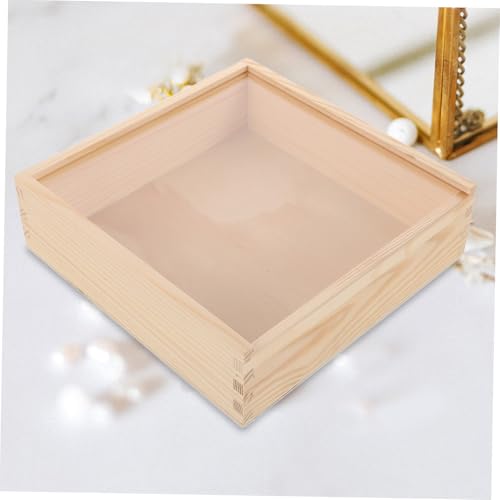 Hemobllo Wooden Storage Box Acrylic Lid Multi-functional Trinket Container for Jewelry Compact for Home Office