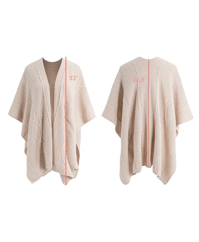 MissShorthair Knit Shawl Wraps for Women Boho Crochet Shawls Cape Open Front Cardigan - color: Pink