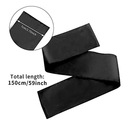 2Pcs Satin Eye Mask Sleep Mask, Adjustable Blindfold Soft Satin Eye Covers Gift for Travel, Nap, Meditation,157cm/62inch (Black+Pink)