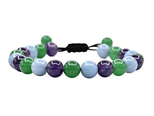 Amazing Gemstone Bracelet for Retirement - Green Aventurine Angelite Amethyst Bracelet Set for Men Women Healing Calming Anxiety Stress Relief Gifts Pulseras Para Hombres Mujer Stocking Stuffers - color: Retirement
