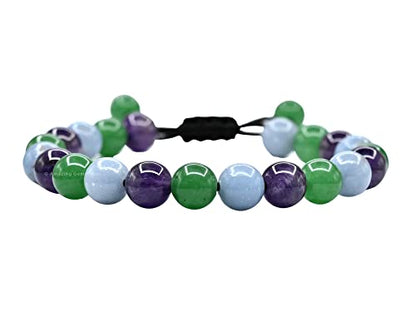 Amazing Gemstone Bracelet for Retirement - Green Aventurine Angelite Amethyst Bracelet Set for Men Women Healing Calming Anxiety Stress Relief Gifts Pulseras Para Hombres Mujer Stocking Stuffers - color: Retirement