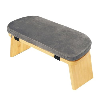 Vaveren Yoga Meditation Bench Meditation Stool for Extended Practice Folding with Removable Cushion Comfortable Kneeling Stool Chair - color: Gray