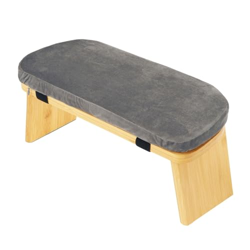Vaveren Yoga Meditation Bench Meditation Stool for Extended Practice Folding with Removable Cushion Comfortable Kneeling Stool Chair - color: Gray