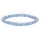 Angelstones Handmade Natural Healing Gemstone 6mm Round Beads Stretch Crystal Bracelet 7 Inch Unisex - color: Blue Angelite