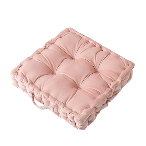 Square Floor Cushions for Adults, 17" Solid Color Velvet Square Floor Pillow Seating Cushions for Living Room Bedroom Reading Yoga Bedroom Home Decor (Pink, 17 * 17 inches) - color: Pink