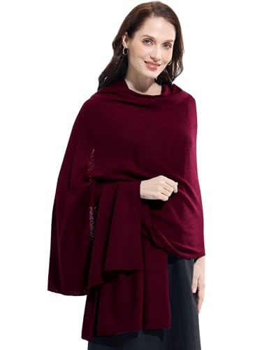 Soft Cashmere Blend Wrap Chic Scarf Stole for Women Wayfarer Travel Extra Large 87"x28" - color: Wine Red