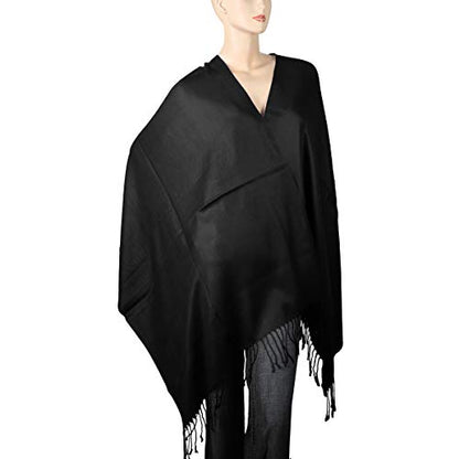 Falari Women's Soft Solid Color Pashmina Shawl Wrap Scarf, for Wedding, Bridesmaid Gifts, Evening Dress - color: Black