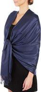 Sakkas Large Soft Silky Pashmina Shawl Wrap Scarf in Solid Colors - color: Navy