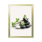 Framed Zen Stones and White Blossoms Poster Canvas Print Art Modern Minimalist Aesthetic Wall Art Painting Pictures Wall Decor Elegant Home Decoration for Living Room Bedroom Office (Golden frame,12''LX16''W)