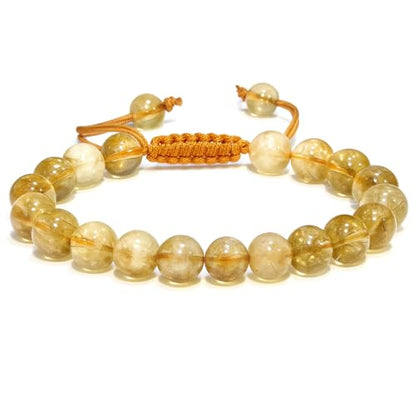 ANAYA AGATE Energy Protection Crystal Handmade Adjustable Bead Bracelet Perfect for Men, Women’s Christmas Gift - Gemstone Healing Stretch Bracelet Pulsera Para Hombre Mujer Stocking Stuffer - color: Citrine Natural