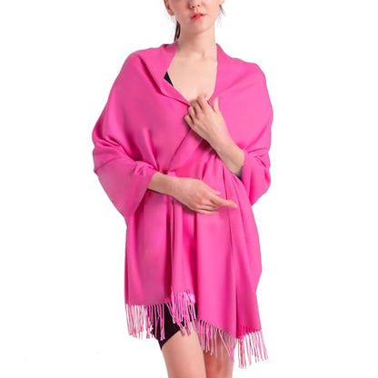Pashmina Scarf and Shawl - Soft Women Pashminas Wrap for Wedding Evening Party dresses - color: N#. Fuchsia