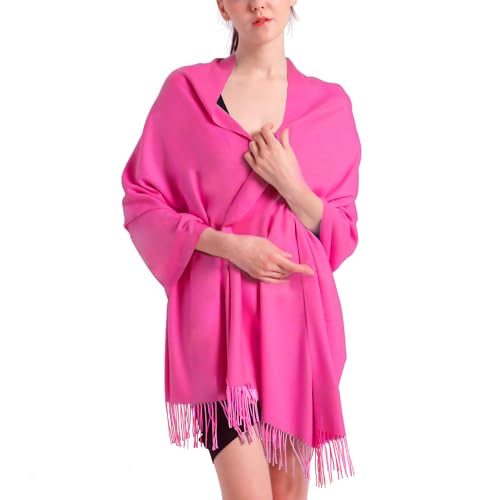 Pashmina Scarf and Shawl - Soft Women Pashminas Wrap for Wedding Evening Party dresses - color: N#. Fuchsia