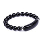 Unisex Healing Stone Bracelets Natural Gemstone Charm Stretch Bracelet Crystal Energy Heart Charm Tiger Eye 8MM Beads Bracelet Handmade Meditation Stone Jewelry Elastic Yoga Bracelet - color: Black Agate