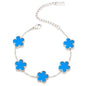 FLY FEI 18K Gold-Plated Four Leaf Clover Bracelet for Women,Adjustable lucky Bracelet Set Jewelry Gift-Hypoallergenic Charm for Birthdays, Wellness & Daily Wear - color: style02-Blue(silvery)