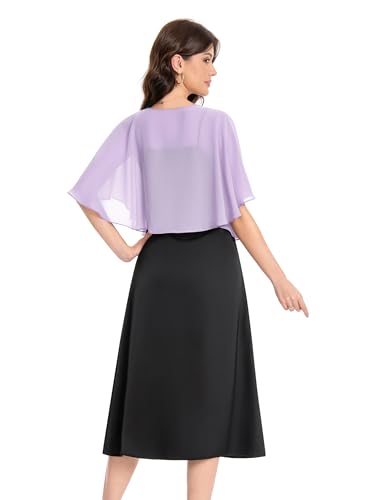 Baoqiya Capelets for women Chiffon Cape Soft Shawls and Wraps Wedding Capes 1920s flapper Cover Up - color: Lavende
