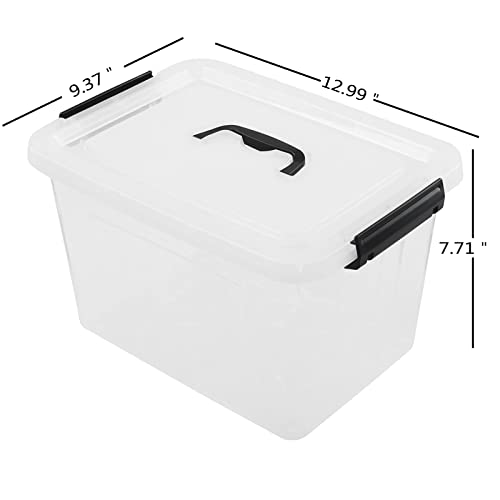 12 Quart Plastic Storage Latch Box with Handle, Plastic Bin with Lid, 6 Pack