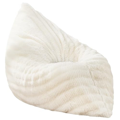 Hobestluk 3 in 1 Bean Bag Chair Giant Bean Bag Chairs for Adults with Ripple Cover Convertible Bean Bag Floor Cushion with Machine Washable Cover for Living Room (Ripple White) - color: Rice White