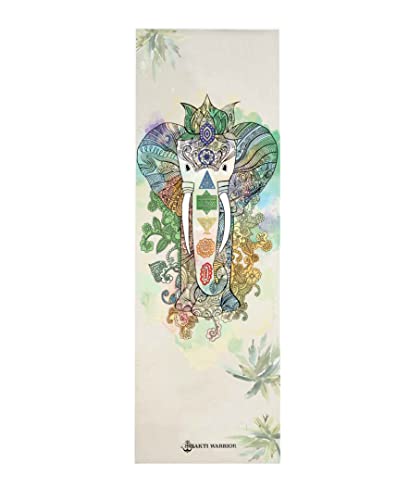 Shakti Warrior TPE Yoga Mat - Artist Designed, Premium eco friendly mats, Non Slip, Non toxic, Great For Regular & Hot Yoga, Pilates and Workouts (72 inch x 24 inch x 6mm thick) - color: Elephant