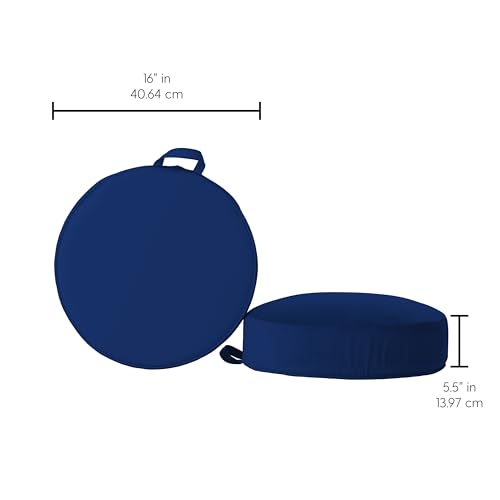 FDP Overstuffed 16 inch Round Velvety and Vinyl Floor Cushions with Handles Flexible Seating for Home, Lounge, Yoga Studio, Deluxe Foam (2-Piece) - Eclipse - color: Eclipse