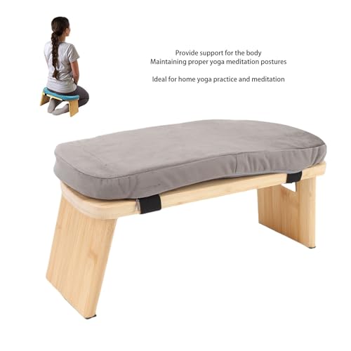 YUYTE Wooden Meditation Bench Ergonomic Meditation Stool, Detachable Kneeling Chair for Yoga with Soft Cushion Carry Bag, Home and Travel (Grey) - color: Grey