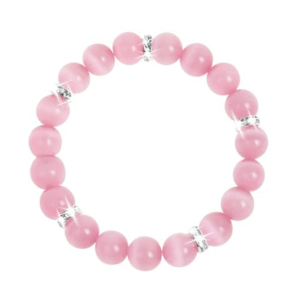 Healing Bracelet For Women Anxiety Crystal Bracelet Chakra Beaded Bracelets Rose Quartz Crystals And Healing Stones Yoga Bead Bracelet Calming Stretch Bracelet Stress Relief Gifts For Women - color: Pink-Cat Eye