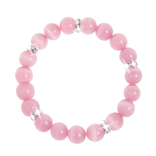 Healing Bracelet For Women Anxiety Crystal Bracelet Chakra Beaded Bracelets Rose Quartz Crystals And Healing Stones Yoga Bead Bracelet Calming Stretch Bracelet Stress Relief Gifts For Women - color: Pink-Cat Eye