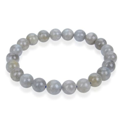 Adabele 1pc Natural Stretch Gemstone Bracelet 8mm (0.31") Bead 7 Inch to 8.5 inch Healing Crystal Energy Quartz Chakra Jewelry Women Unisex Birthday Gift - color: Labradorite (light grey), size: 7 inch