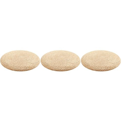 Holibanna Hand-Woven Round Meditation Cushion Set 3 Pcs Japanese Floor Pillows for Yoga Comfortable Sitting Cushions for Living Room and Dining Room