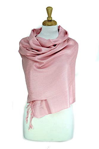 Luxurious Pashmina Feel Scarf & Shawl - Soft Solid Color Wrap for Weddings, Evening Dresses, Gifts - color: L Pink
