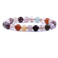 Amandastone Natural Gemstone 8mm Round Beads Stretch Bracelet 7 Inch - color: Multicolor Rutilated Quartz