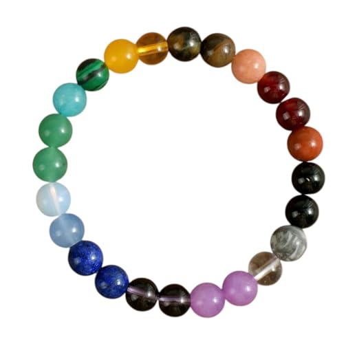 Natural Stone Beaded Bracelets for Women Men - 8MM Semi-Precious Stones Bracelets Adjustable Crystal Beads Stretch Bracelet